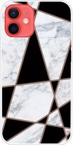 Marble Design Back Cover - iPhone 13 Mini Hoesje - Zwart / Wit