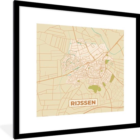 Fotolijst incl. Poster - Kaart - Rijssen - Vintage - 40x40 cm - Posterlijst