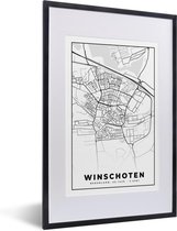 Fotolijst incl. Poster - Kaart - Winschoten - Zwart - Wit - 40x60 cm - Posterlijst