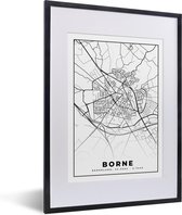 Fotolijst incl. Poster - Kaart - Borne - Zwart - Wit - 30x40 cm - Posterlijst