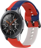 Siliconen Smartwatch bandje - Geschikt voor Strap-it Samsung Galaxy Watch 46mm triple sport band - rood-wit-blauw - Strap-it Horlogeband / Polsband / Armband