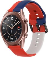 Siliconen Smartwatch bandje - Geschikt voor  Samsung Galaxy Watch 3 41mm triple sport band - rood-wit-blauw - Strap-it Horlogeband / Polsband / Armband