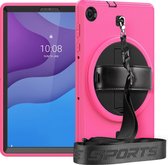 Tablet hoes voor Lenovo Tab M10 Plus (2de generatie) - Hand Strap Armor - Rugged Case met schouderband - 10.3 inch (TB-X606) - Magenta