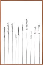 JUNIQE - Poster met kunststof lijst Pine Forest -40x60 /Wit & Zwart