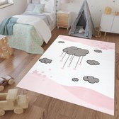 Tapiso Luna Kids Vloerkleed Speelkleed Kinderkamer Roze Kindertapijt Maat- 80x150