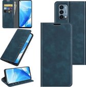 Voor OnePlus Nord N200 5G Retro-skin Business Magnetische Suction Leather Case met Houder & Kaartsleuven & Portemonnee (Donkerblauw)