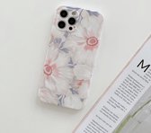 Voor iPhone 12 Frosted Flowers Pattern IMD TPU Case (roze)