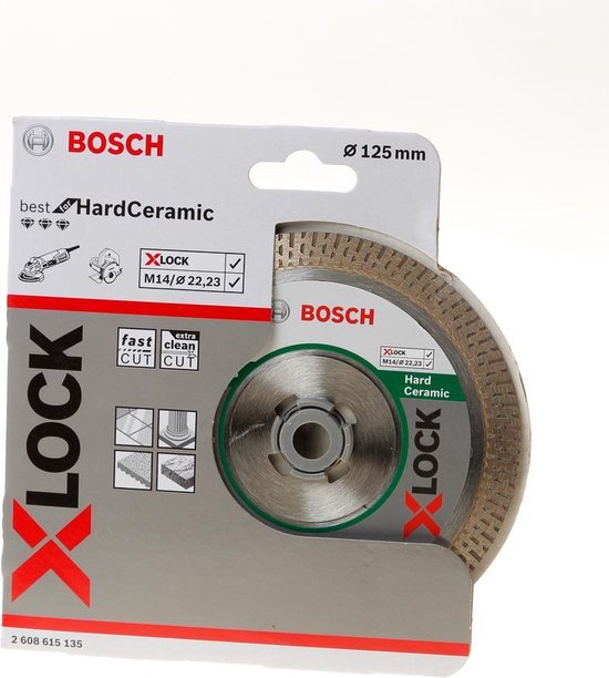 Bosch 2608900658 EXPERT X-LOCK Diamantschijf Hard Ceramic 125 x 22,23 x 1,4 x 10 mm