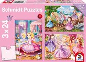 legpuzzel Sprookjesachtige prinses karton roze 3-delig