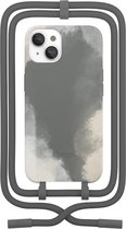 Woodcessories Change Case Batik 2 in 1 Bio - Geschikt voor iPhone 13 - Afneembaar nekkoord - Duurzaam - Eco vriendelijk - Gemaakt van bio-materialen - Anthracite Grey