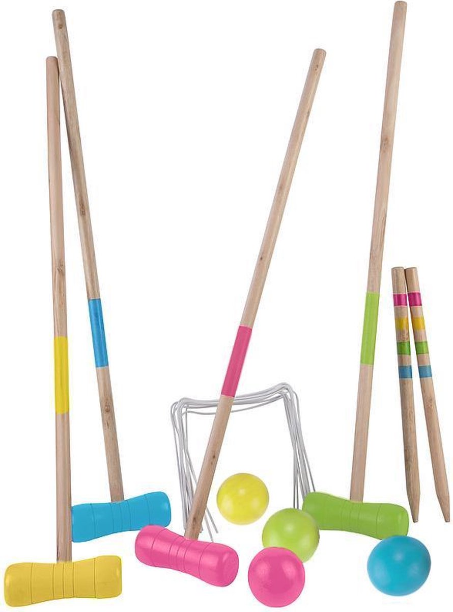 Croquetset, berkenhout, 75 cm in tas voor 4 spelers