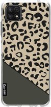 Casetastic Samsung Galaxy A22 (2021) 5G Hoesje - Softcover Hoesje met Design - Leopard Mix Green Print