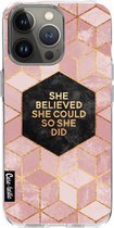 Casetastic Apple iPhone 13 Pro Hoesje - Softcover Hoesje met Design - She Believed She Could So She Did Print
