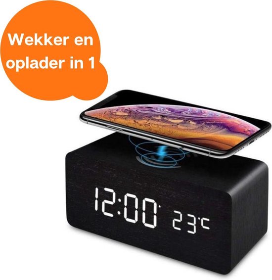 WBTT® Digitale wekker QI - Draadloze oplader - QI Lader - Alarm - Wekker |  bol.com