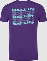 Ballin Amsterdam -  Heren Slim Fit   T-shirt  - Paars - Maat XS