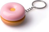 sleutelhanger-pillendoos Donut 4,8 cm ABS roze/oranje