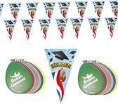 Geslaagd Artikelen Feestpakket - Geslaagd Decoratie Versiering - Ballonnen, Slingers en Vlag