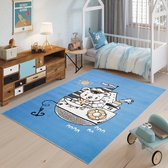 Tapiso Jolly Vloerkleed Babykamer Blauw Kinderkamer Speelkleed Maat- 120x170