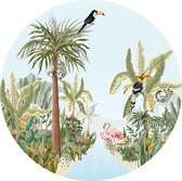 Muurcirkel jungle dieren bos - zelfklevende behangcirkel voor de kinderkamer of babykamer