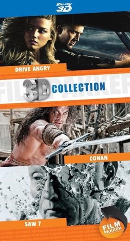 Filmpakker 3D Blu-ray collectie met Drive Angry, Conan en Saw 7.