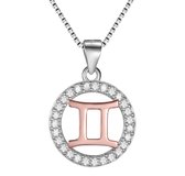 Tracelet - Zilveren Kettingen | Ketting Horoscoop Tweelingen | Sterrenbeeld Rosé en Zilver | 925 Sterling Zilver - 925 Keurmerk stempel - 925 Zilver Certificaat | Valentijn tip