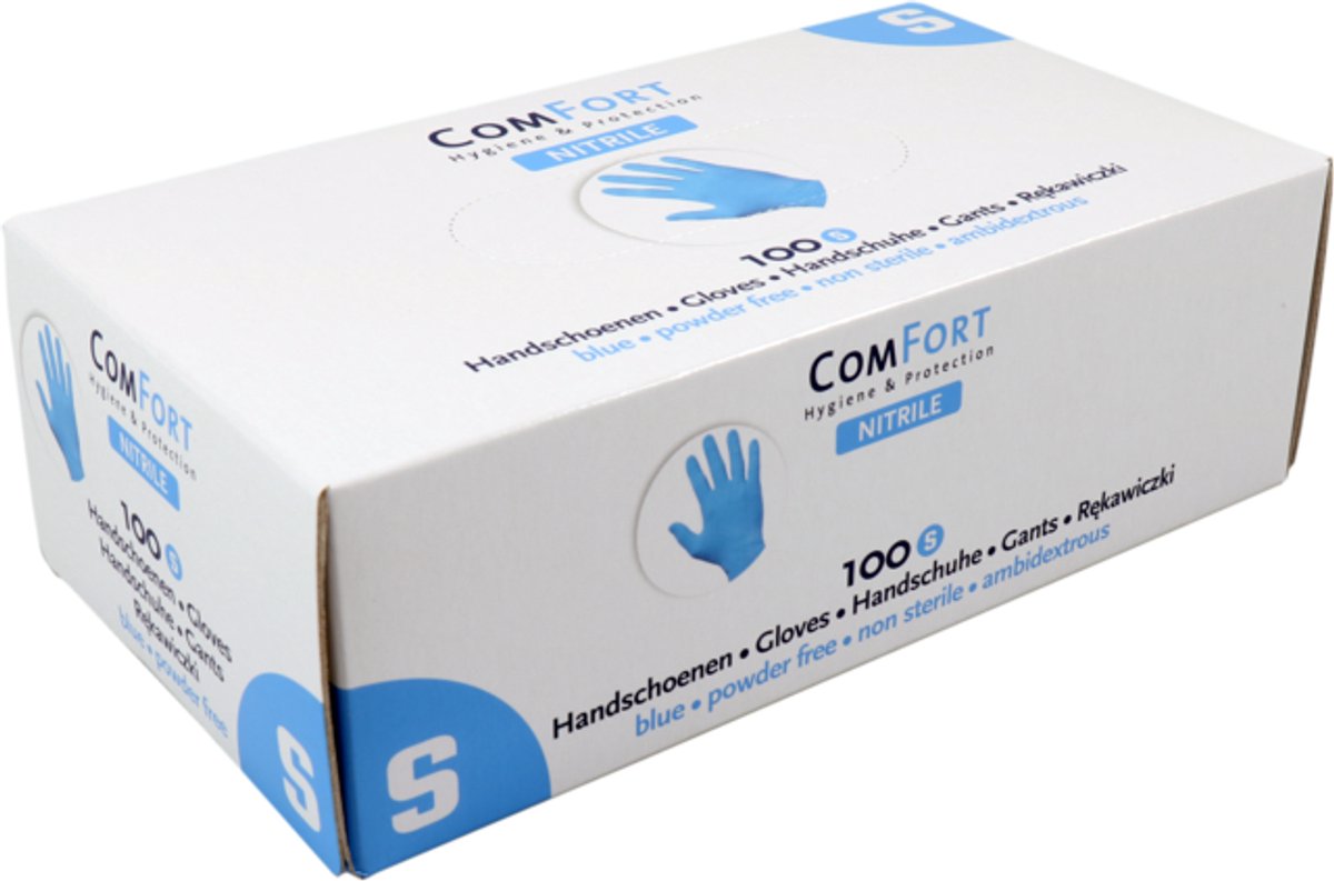 Comfort Blauwe Nitril Handschoenen - Poedervrij - Maat: S ( 100 Stuks )