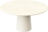 FLOW Ronde Eettafel - Crema Marfil Beige Marmer (Beige Cilinder) - 150 x 150 x 75  - Gepolijst Recht