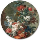 Tuincirkel Stilleven met Bloemen - WallCatcher | Meesterwerk van Jan van Huysum | Tuinposter rond 60 cm | Buiten muurcirkel Oude Meesters kunstwerken