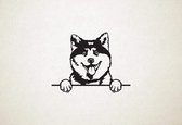 Akita Inu - hond met pootjes - S - 40x51cm - Zwart - wanddecoratie