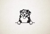 Miniature American Shepherd - hond met pootjes - M - 56x69cm - Zwart - wanddecoratie