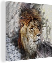 Canvas Schilderij Leeuw - Patronen - Kleuren - 90x90 cm - Wanddecoratie