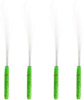 Set van 4x stuks fiber LED licht stick groen - Lichtgevende feestartikelen - Light sticks