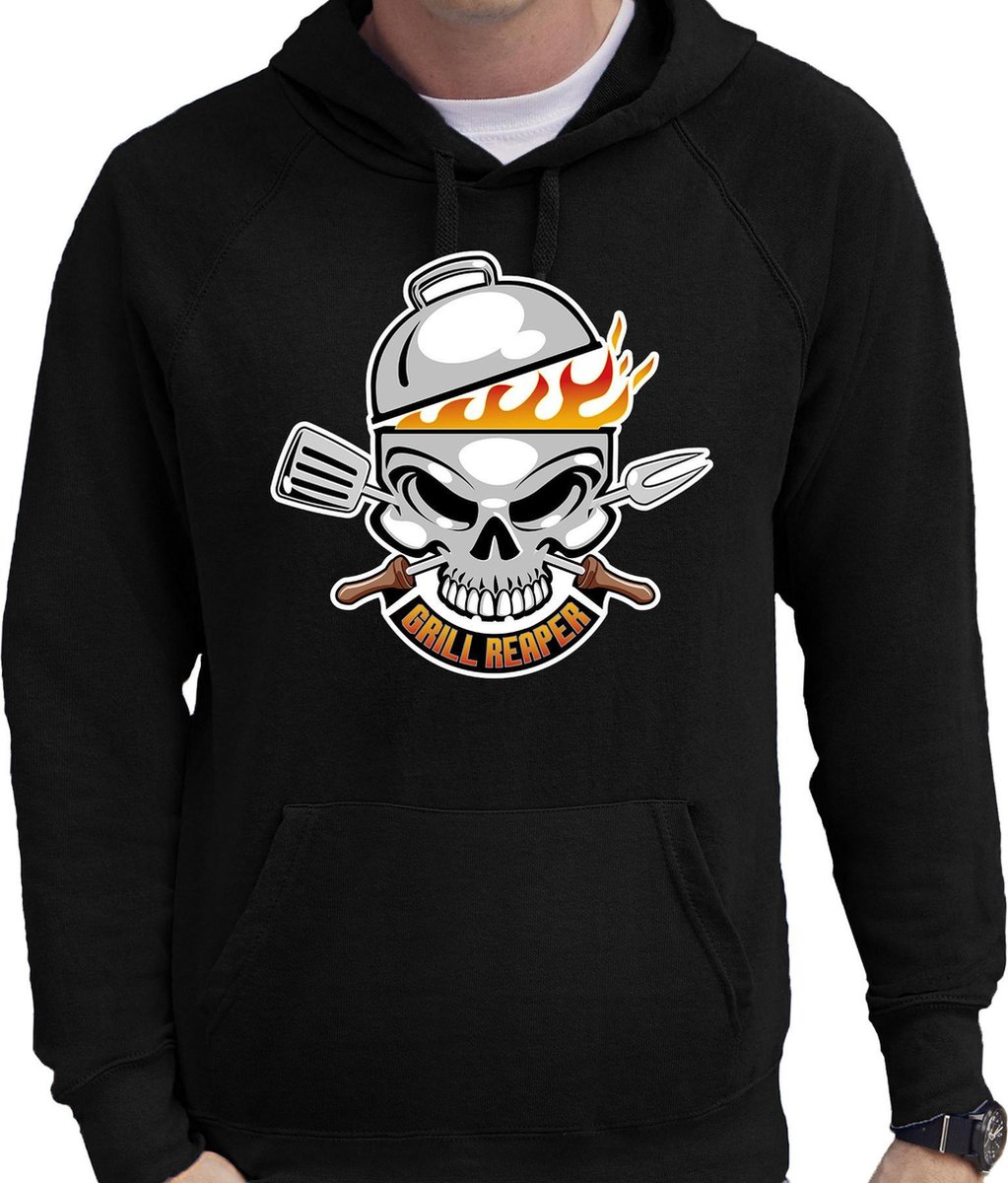 Reaper bbq / barbecue hoodie zwart - cadeau sweater met capuchon voor heren - verjaardag / vaderdag kado L