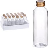 24x Stuks DIY cadeau/decoratie flesjes met dop kunststof 4 x 14 cm - Weggevertjes/bedankjes voor bruiloften en babyshowers
