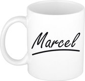 Marcel naam cadeau mok / beker met sierlijke letters - Cadeau collega/ vaderdag/ verjaardag of persoonlijke voornaam mok werknemers