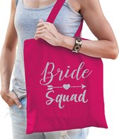 1x Vrijgezellenfeest Bride Squad tasje roze/zilver goodiebag dames - Accessoires vrijgezellen party vrouw