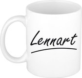 Lennart naam cadeau mok / beker met sierlijke letters - Cadeau collega/ vaderdag/ verjaardag of persoonlijke voornaam mok werknemers