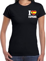I love Espana t-shirt zwart op borst voor dames - Spanje landen shirt - supporter kleding S