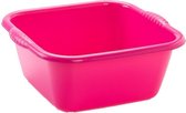 Set van 2x stuks kunststof teiltjes/afwasbakken vierkant 25 liter roze - Afmetingen 49 x 47 x 20 cm - Huishouden