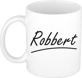 Robbert naam cadeau mok / beker met sierlijke letters - Cadeau collega/ vaderdag/ verjaardag of persoonlijke voornaam mok werknemers