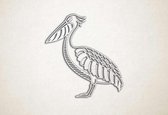 Line Art - Reiger - M - 64x60cm - EssenhoutWit - geometrische wanddecoratie