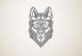 Line Art - Wolf 4 - S - 60x37cm - EssenhoutWit - geometrische wanddecoratie