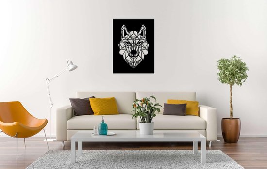 Line Art - Wolf square 6 - L - 107x82cm - décoration murale géométrique