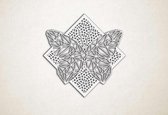 Line Art - Vlinder met achtergrond - XS - 25x25cm - Wit - geometrische wanddecoratie