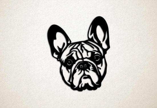 Wanddecoratie - Hond - Franse Bulldog 4 - S - 54x45cm - Zwart - muurdecoratie - Line Art