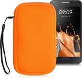 kwmobile Tasje voor smartphones L - 6,5" - Insteekhoesje van neopreen in neon oranje - Maat: 16,5 x 8,9 cm