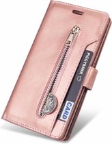 Samsung Galaxy S21 Luxe Book Case Hoesje met Koord - Portemonnee - Pasjeshouder - Magnetische Sluiting - Samsung Galaxy S21 - Rose Goud
