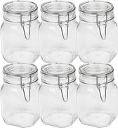 Set de 12 pots de conservation/bocaux de conserve 1000 ml avec fermeture étrier 10,5 x 16 cm