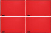 6x stuks rechthoekige placemats met ronde hoeken polyester rood 30 x 45 cm - Placemats/onderleggers - Tafeldecoratie