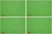 4x stuks rechthoekige placemats met ronde hoeken polyester grasgroen 30 x 45 cm - Placemats/onderleggers - Tafeldecoratie